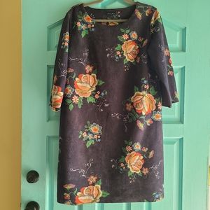 Faux Suede Floral Dor Dor Couture Dress XL